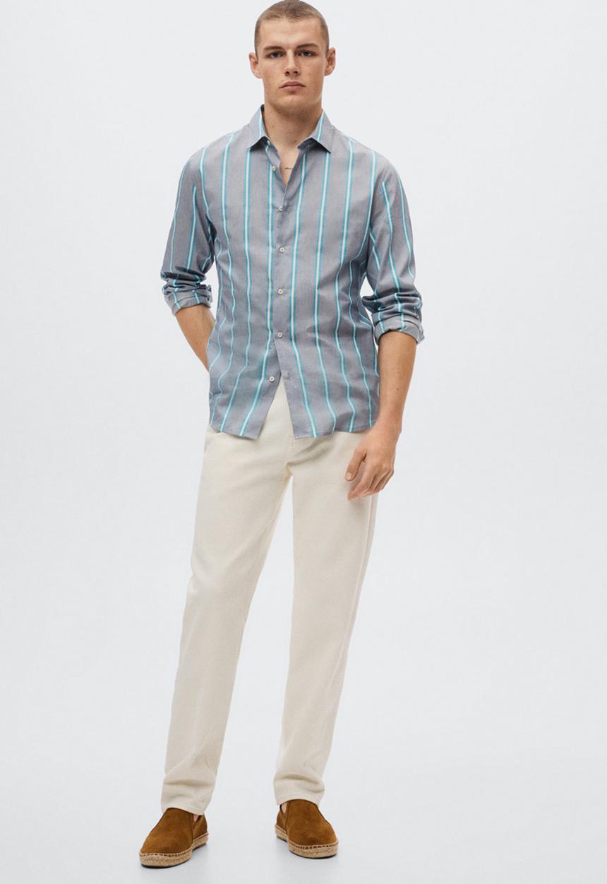 MANGO - Antilla striped cotton shirt - navy