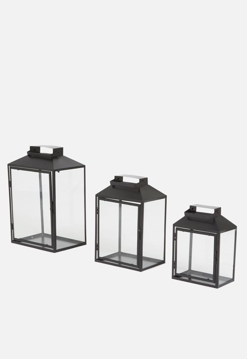 H&S - Metal lantern set of 3 - black