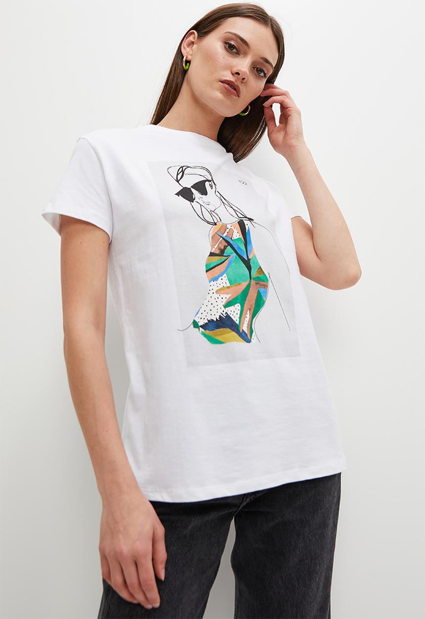 Superbalist - Relaxed tee graphic - white line face