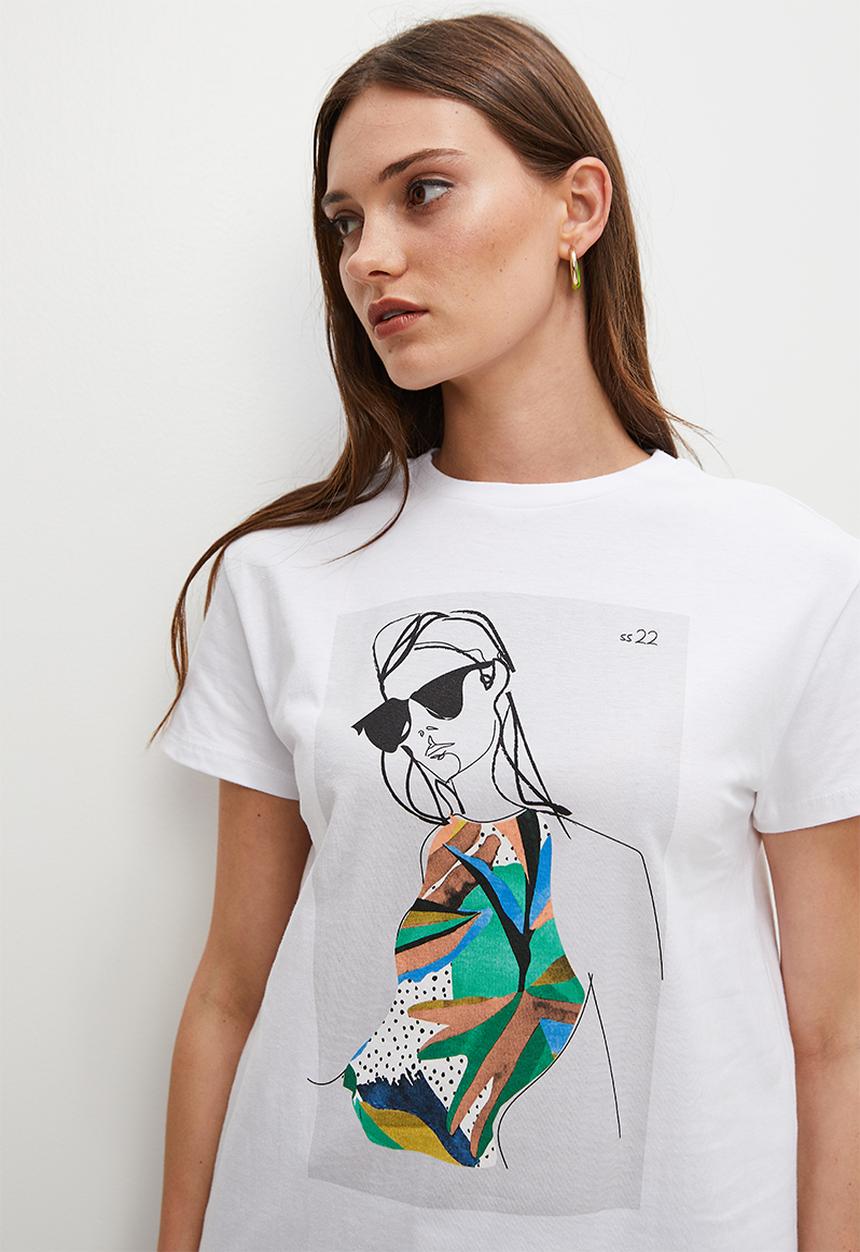 Superbalist - Relaxed tee graphic - white line face