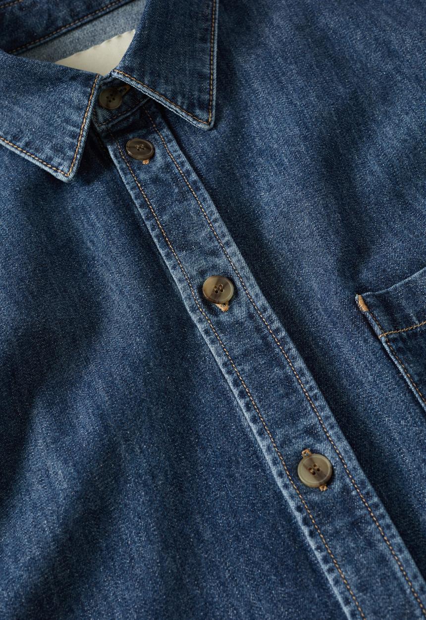 MANGO - Faro short sleeve denim shirt - blue