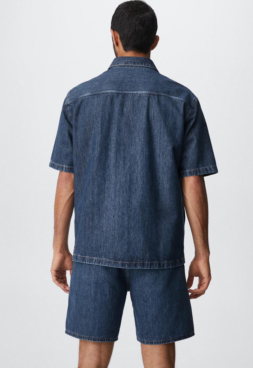MANGO - Faro short sleeve denim shirt - blue