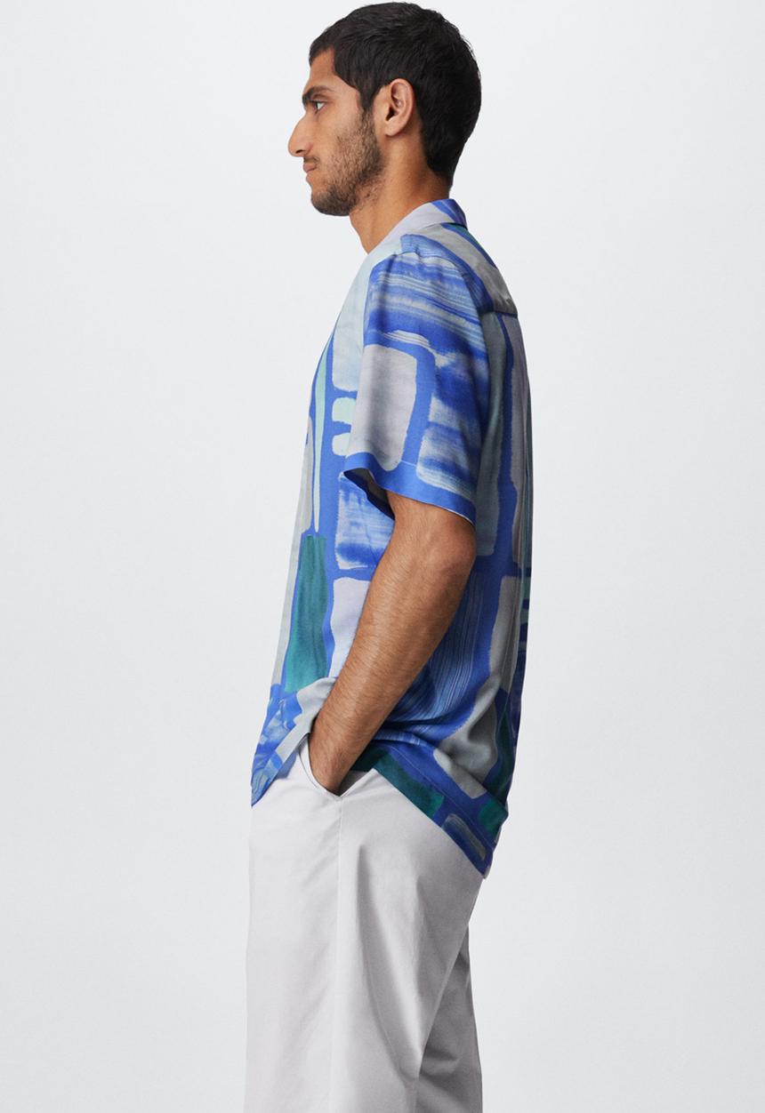 MANGO - Piques shirt - blue