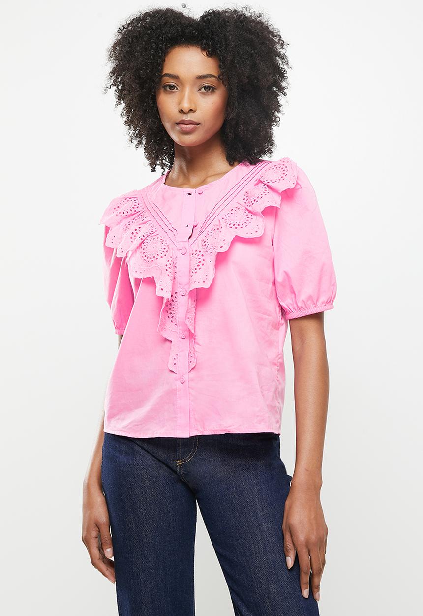Jacqueline de Yong - Claudia 2/4 shirt - fuchsia pink