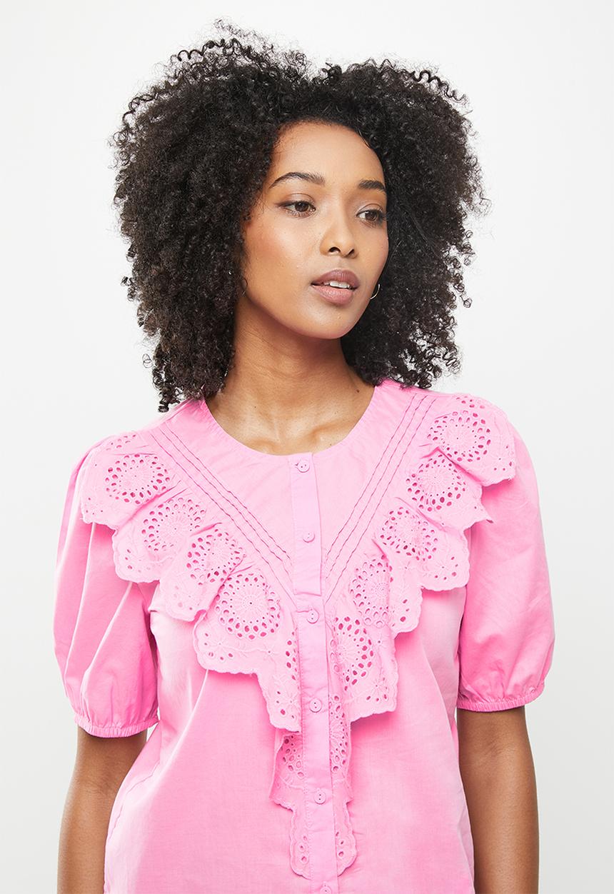 Jacqueline de Yong - Claudia 2/4 shirt - fuchsia pink