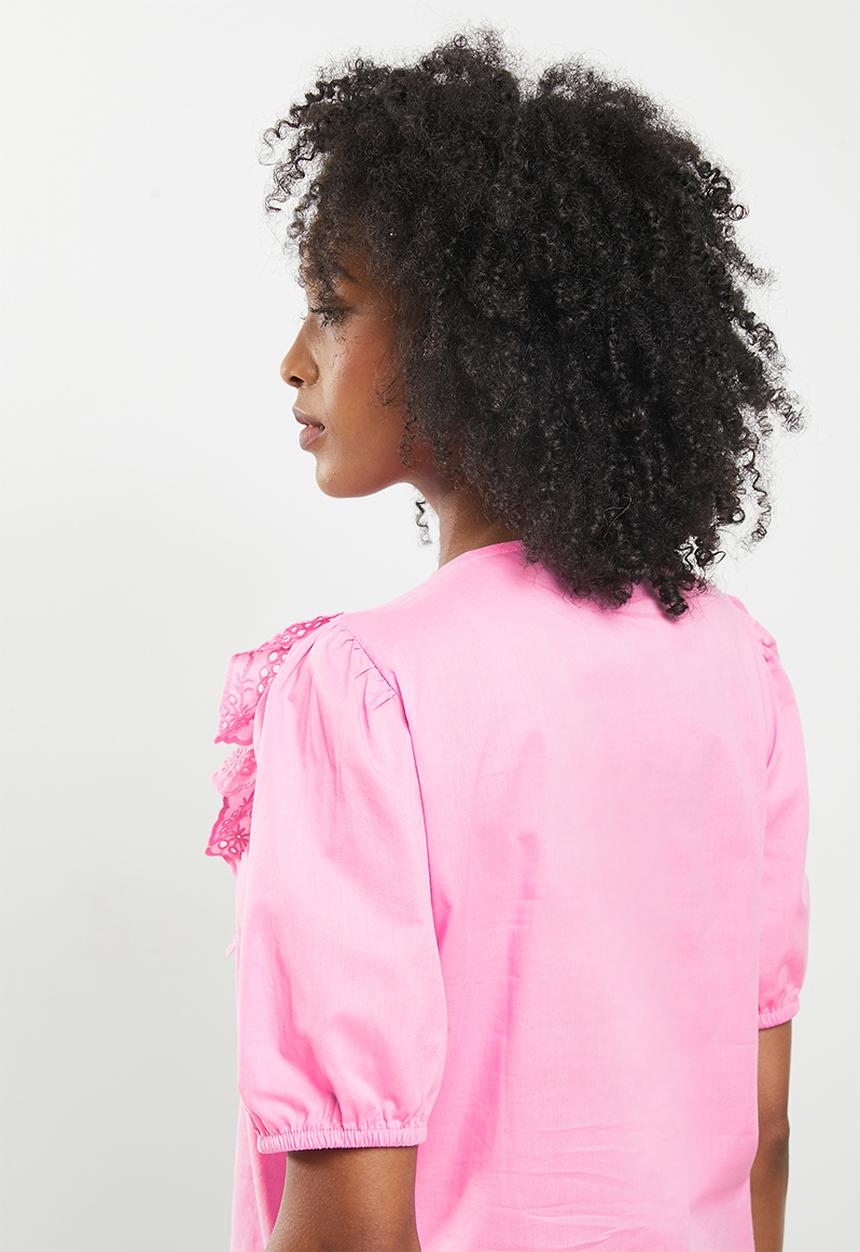 Jacqueline de Yong - Claudia 2/4 shirt - fuchsia pink