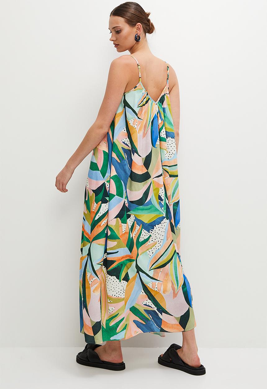 Superbalist - Midi trapeze dress - tropical abstract