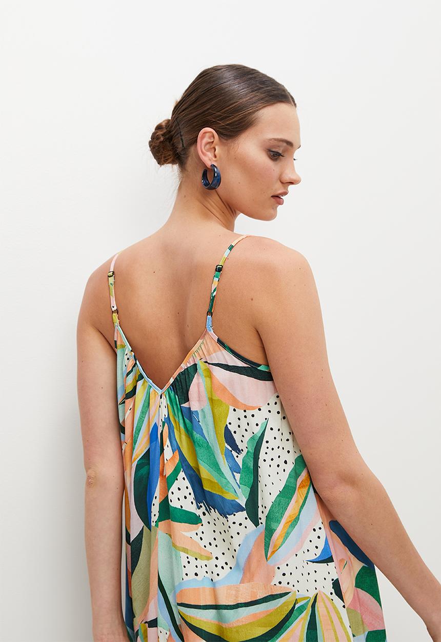 Superbalist - Midi trapeze dress - tropical abstract