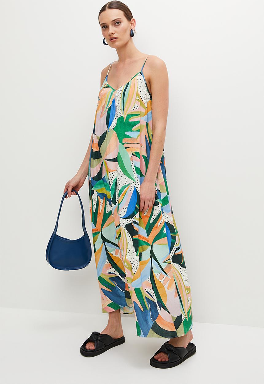 Superbalist - Midi trapeze dress - tropical abstract