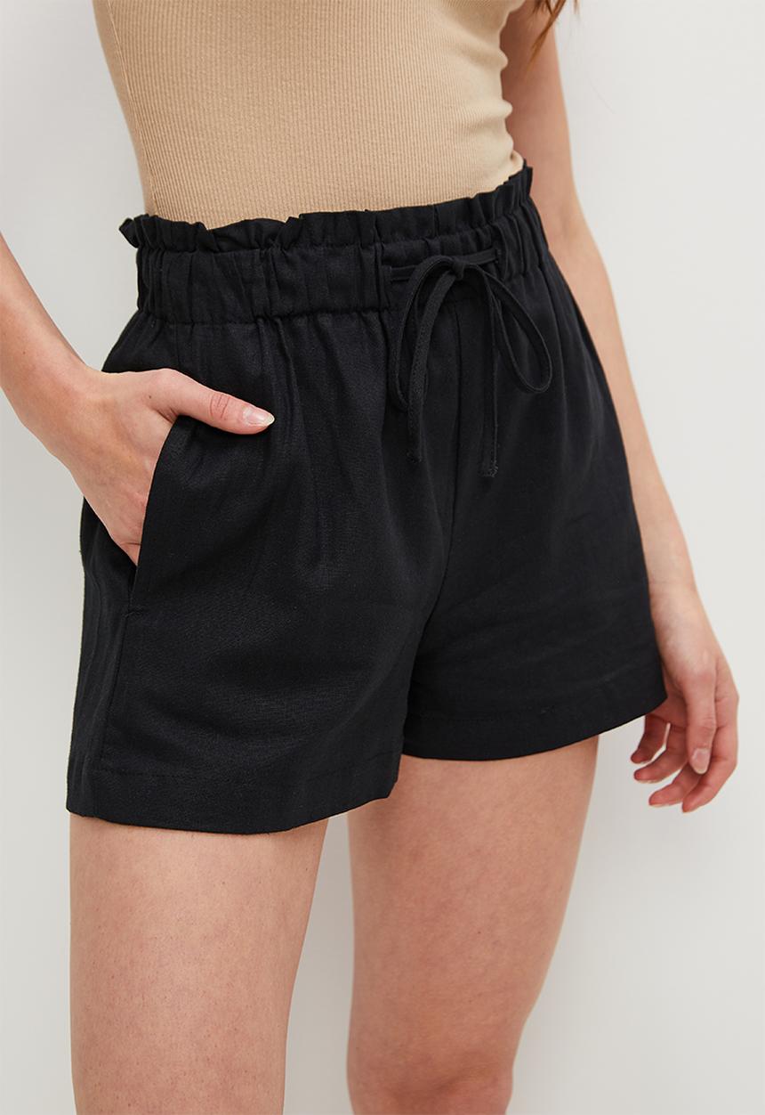 Superbalist - Linen drawstring shorts - black
