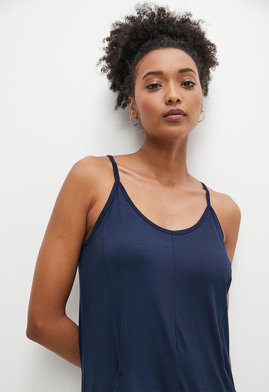 edit - Panel pocket detail harem jumpsuit - dark blue