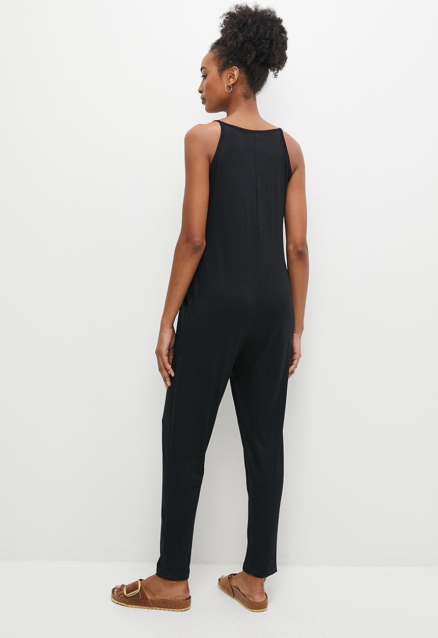 edit - Panel pocket detail harem jumpsuit - black