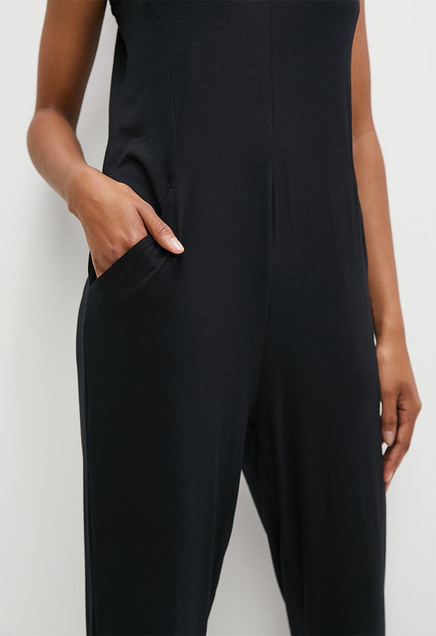 edit - Panel pocket detail harem jumpsuit - black