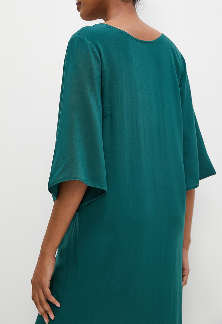 edit - Woven slit detail tee dress - deep teal