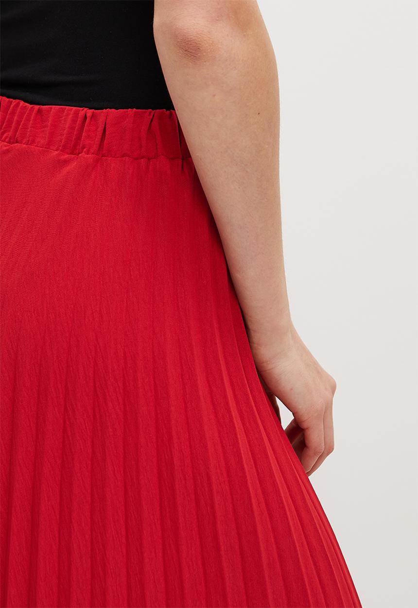 VELVET - Pleated palazzo pant - red