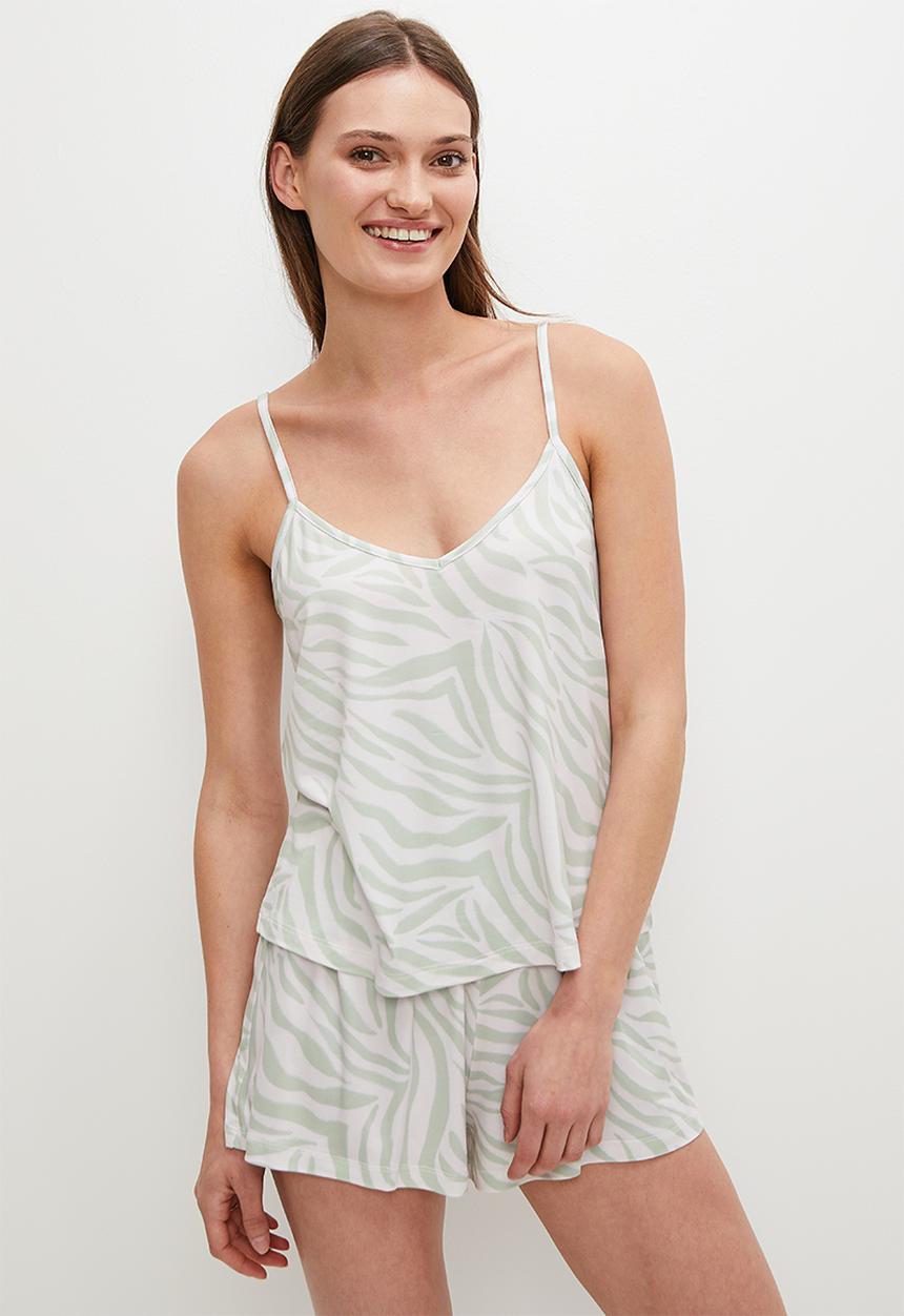 Superbalist - Sleep cami & shorts set - sage & beige 
