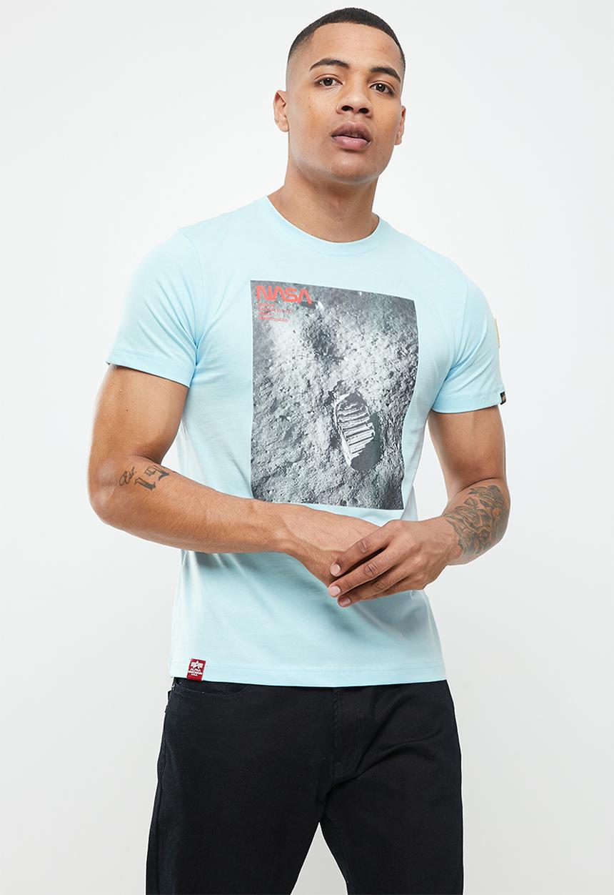 Alpha Industries - Moonlanding nasa print - skye blue