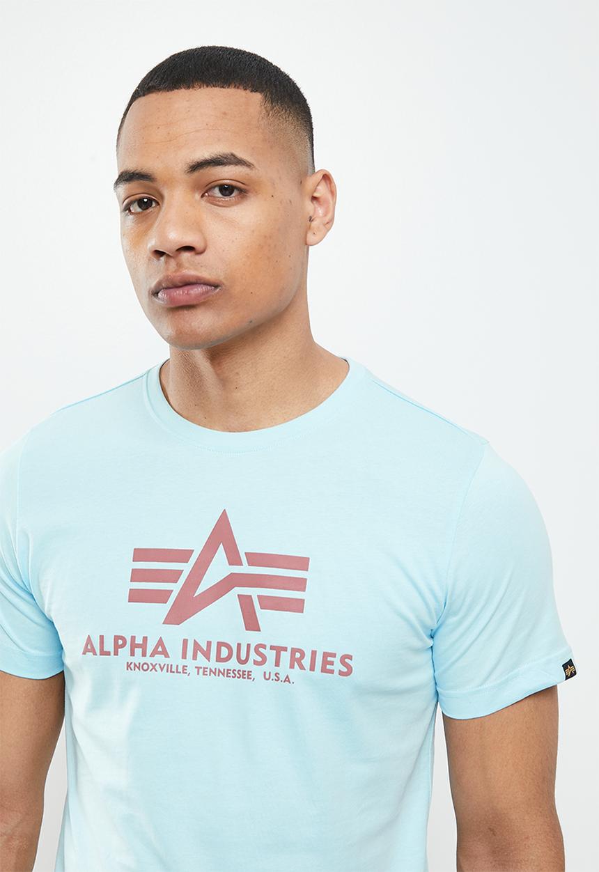 Alpha Industries - Alpha logo print T-shirt - sky blue