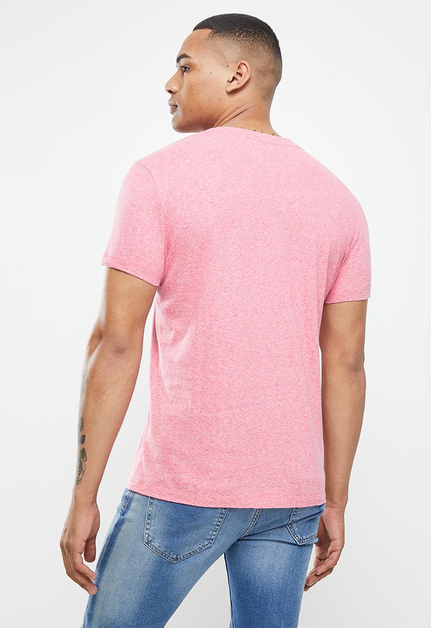 Superdry. - Vintage logo emb vee tee - mid pink grit