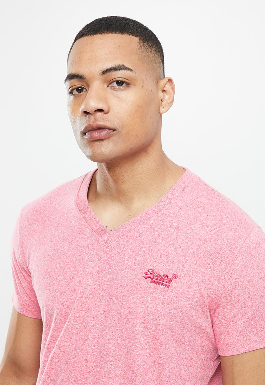 Superdry. - Vintage logo emb vee tee - mid pink grit