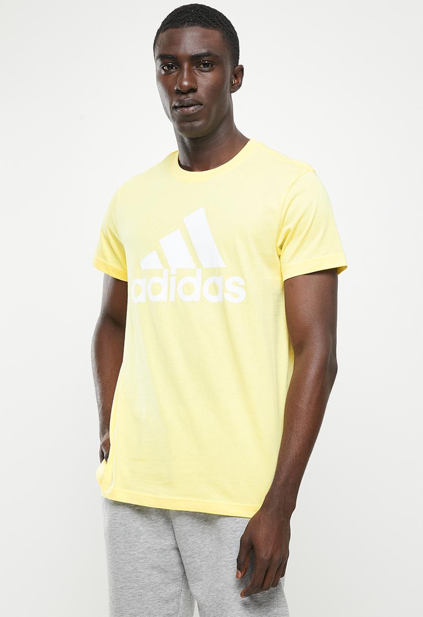 adidas Performance - Single jersey T-shirt - almost yellow & white