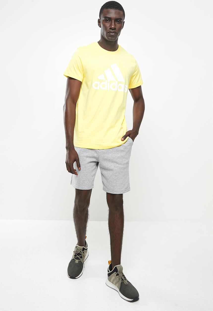 adidas Performance - Single jersey T-shirt - almost yellow & white