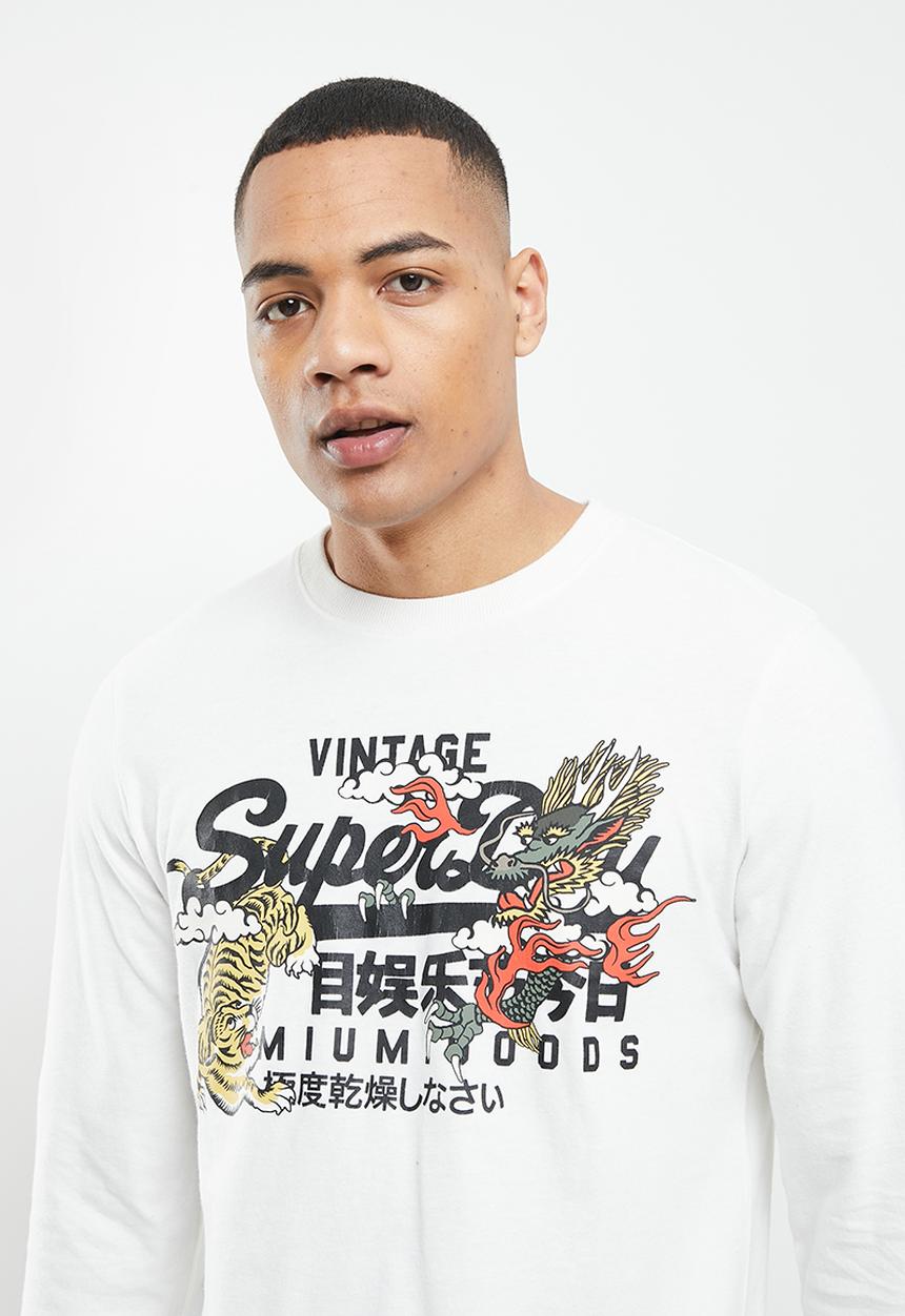 Superdry. - Vintage vl narrative ls top - ecru