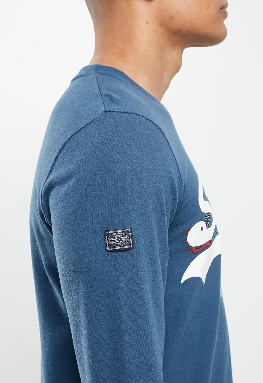 Superdry. - Vintage vl narrative long sleeve top - blue bottle