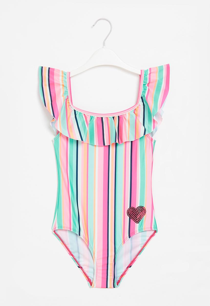 Rebel Republic - Girls stripe swimsuit - multi