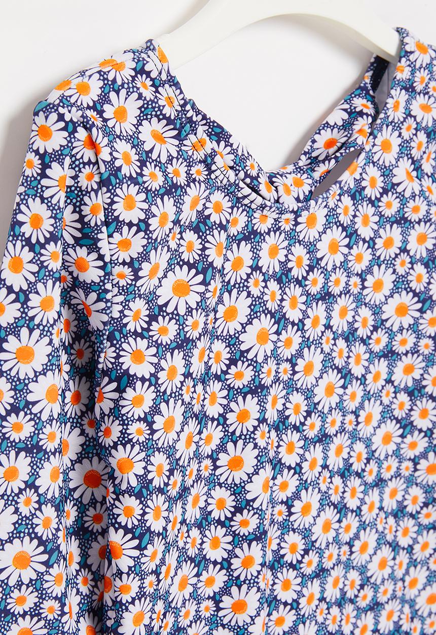 Rebel Republic - Girls open back sunflower swimsuit - blue