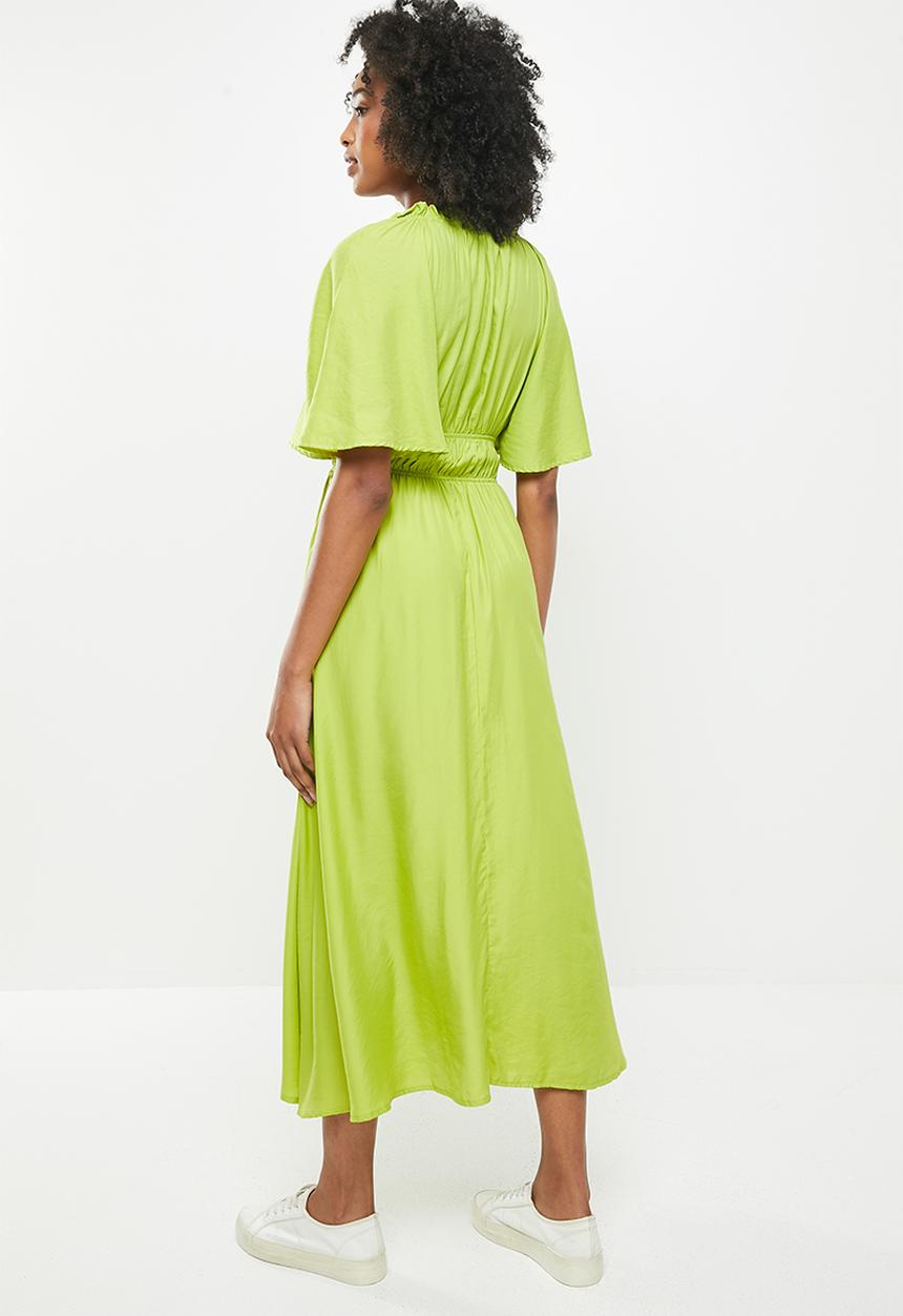Me&B - Elastic detail midi dress - lime