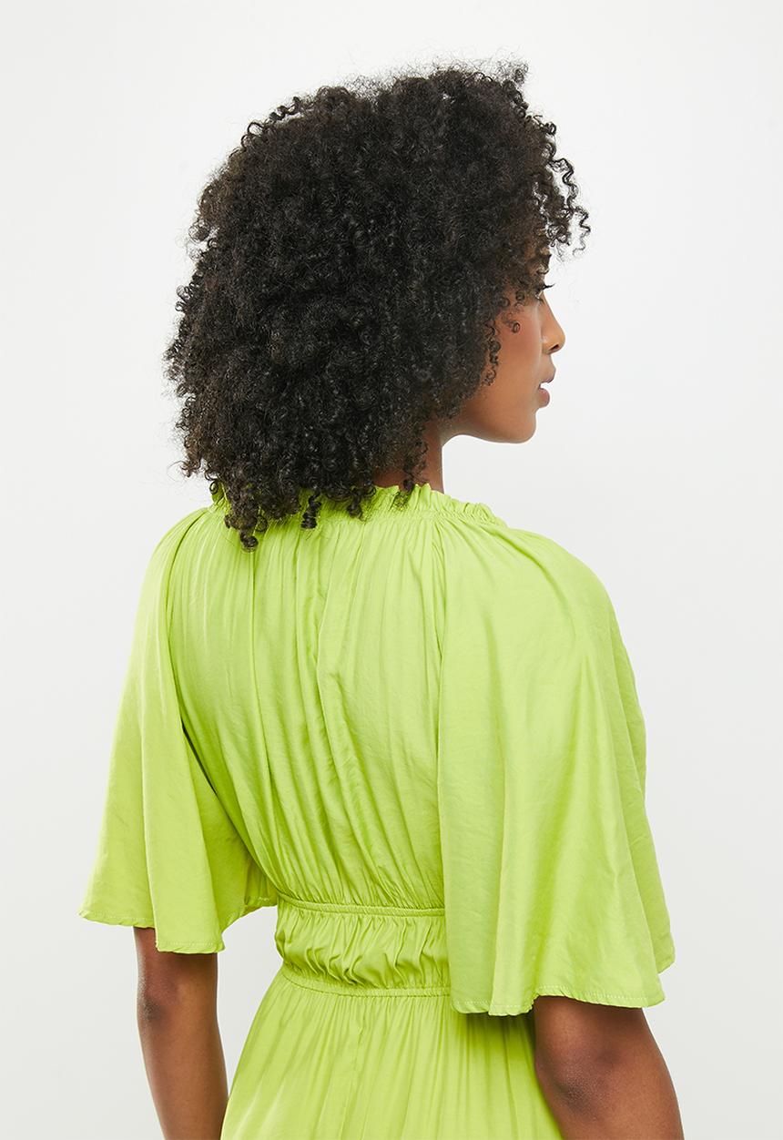 Me&B - Elastic detail midi dress - lime