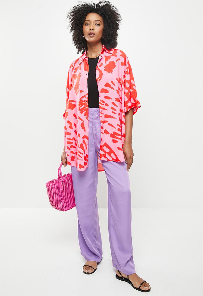 Me&B - Digital printed oversized shirt - pink & red