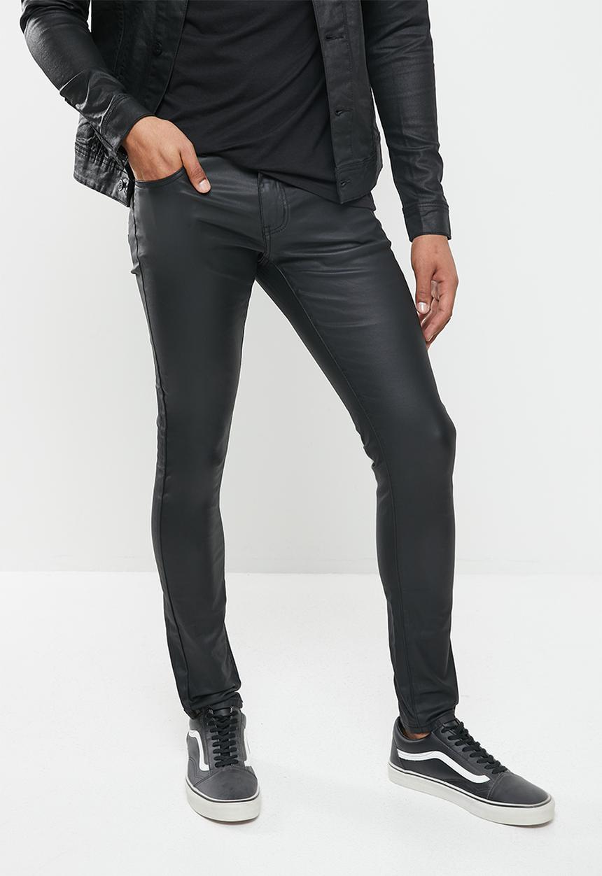 Cutty - Zaid skinny fit coated denim jean - black