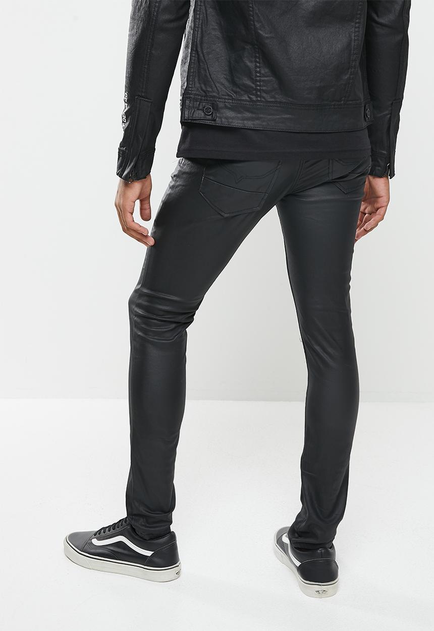 Cutty - Zaid skinny fit coated denim jean - black