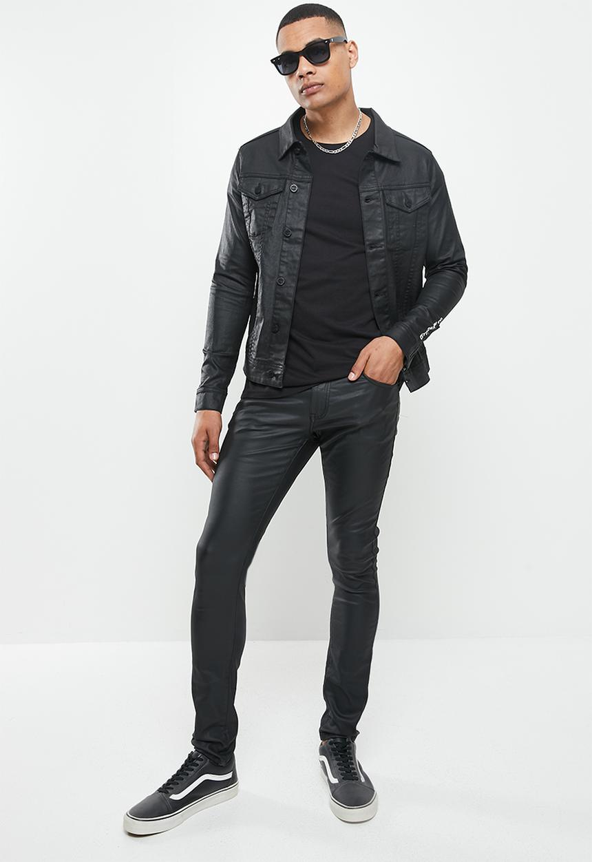 Cutty - Zaid skinny fit coated denim jean - black