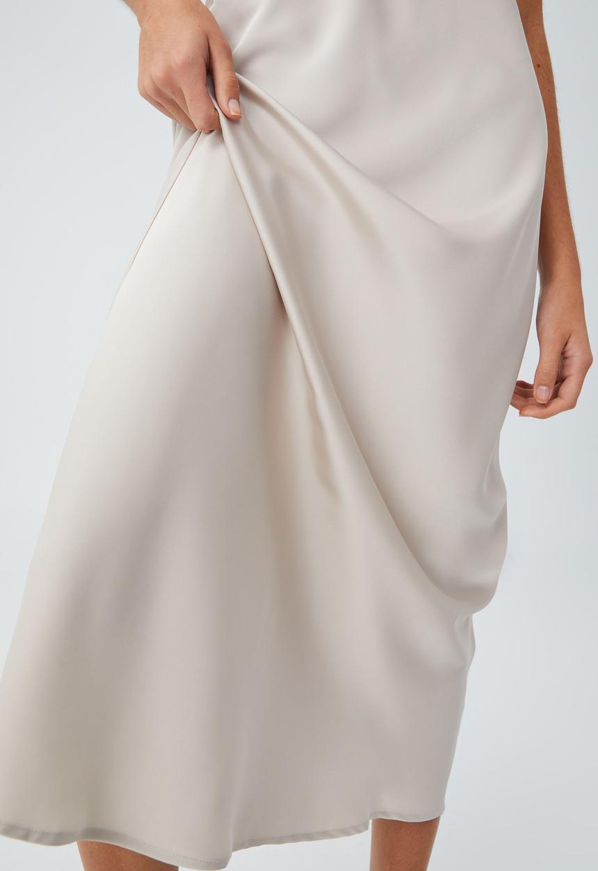 Cotton On - Amalfi satin maxi skirt - stone