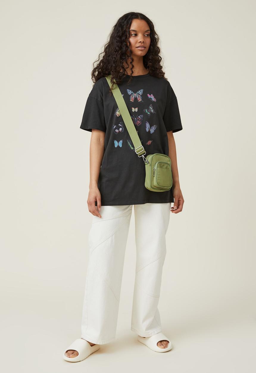Cotton On - Boyfriend fit graphic tee - kaleidoscope/washed black