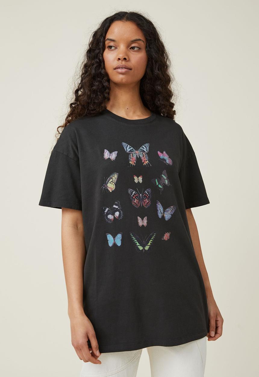 Cotton On - Boyfriend fit graphic tee - kaleidoscope/washed black