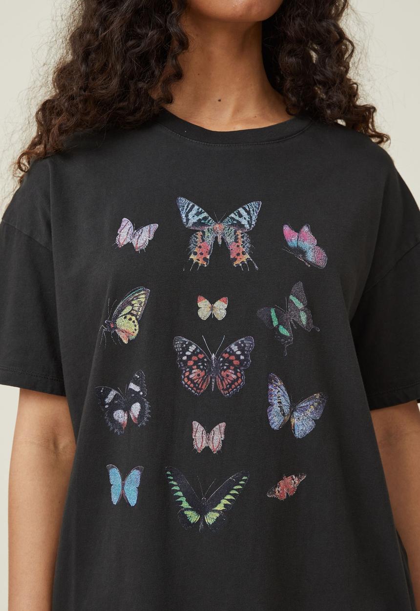 Cotton On - Boyfriend fit graphic tee - kaleidoscope/washed black
