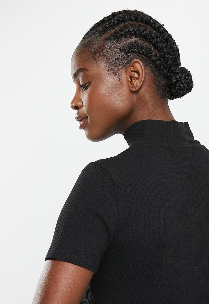 adidas Originals - Rib crop short sleeve tee w - black