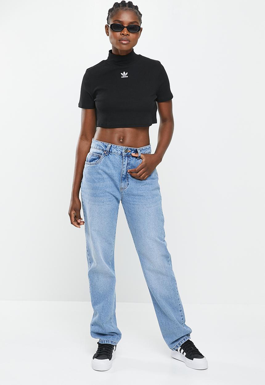 adidas Originals - Rib crop short sleeve tee w - black