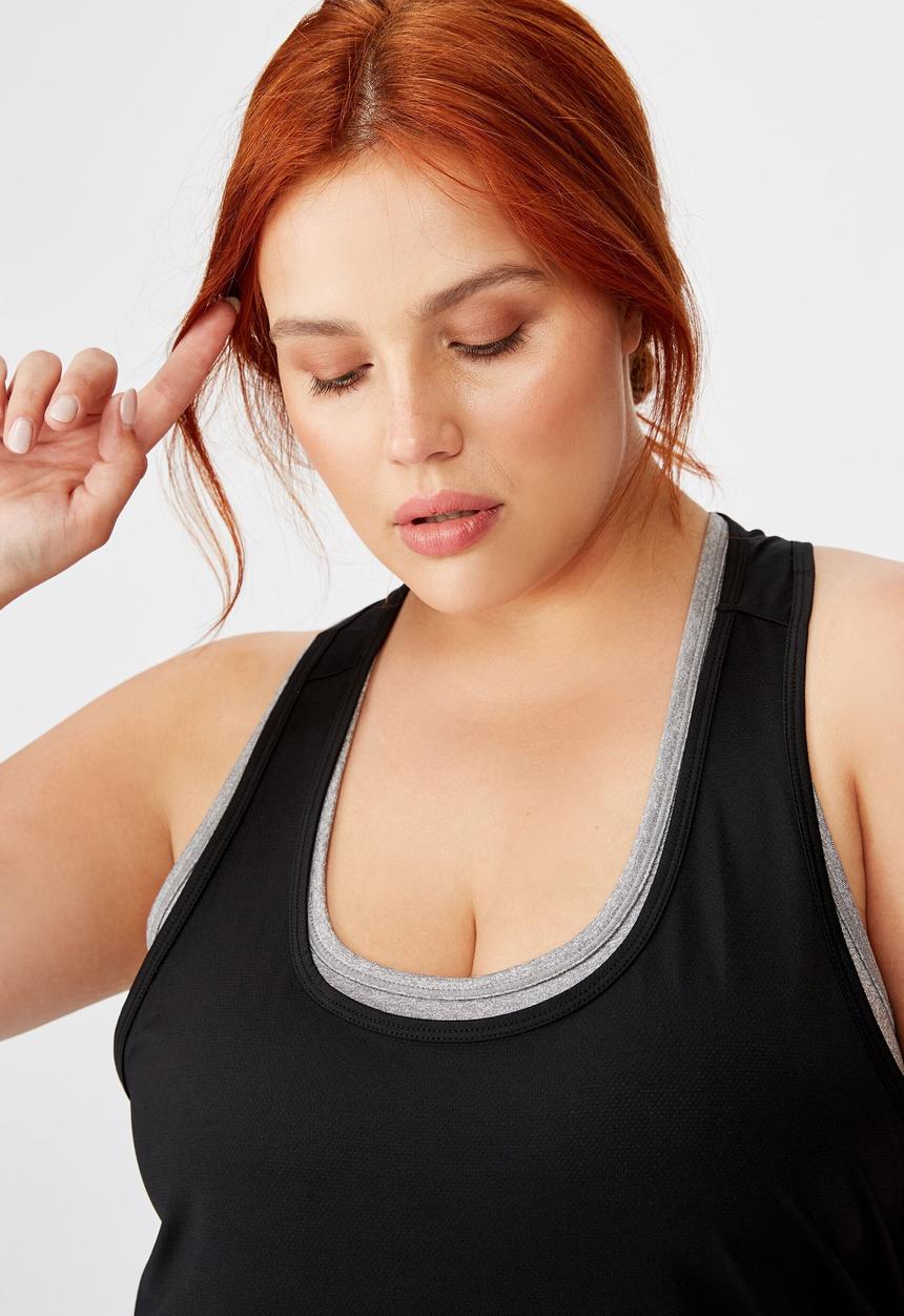 Cotton On - Curve active training tank top - black