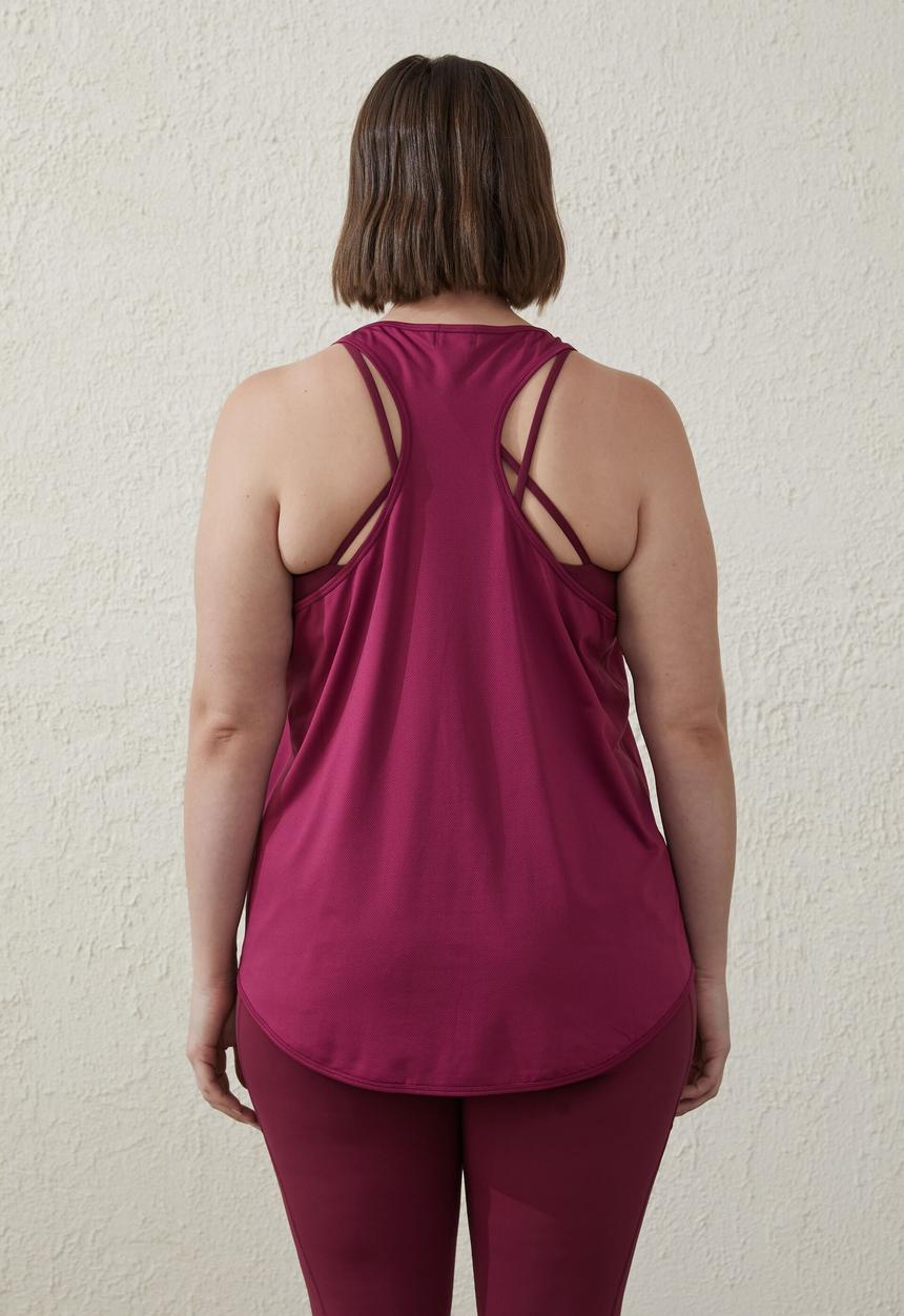 Cotton On - Curve active training tank top - red plum