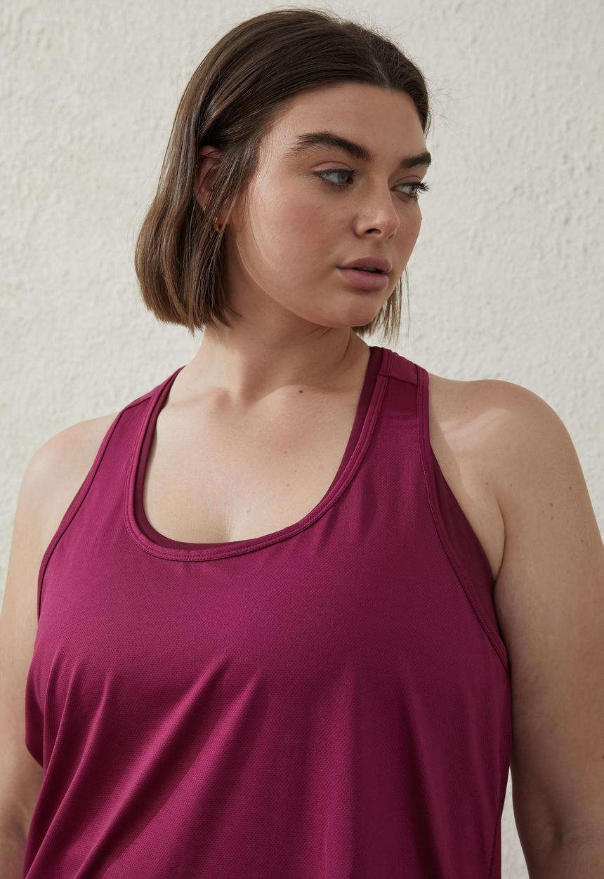 Cotton On - Curve active training tank top - red plum