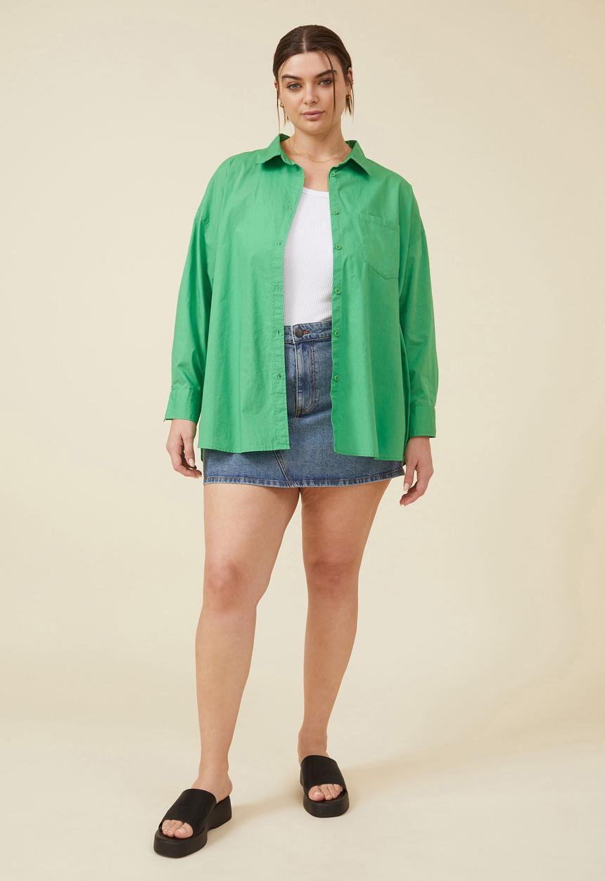 Cotton On - Curve dad shirt - garden green
