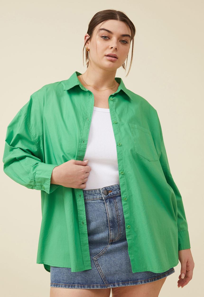 Cotton On - Curve dad shirt - garden green