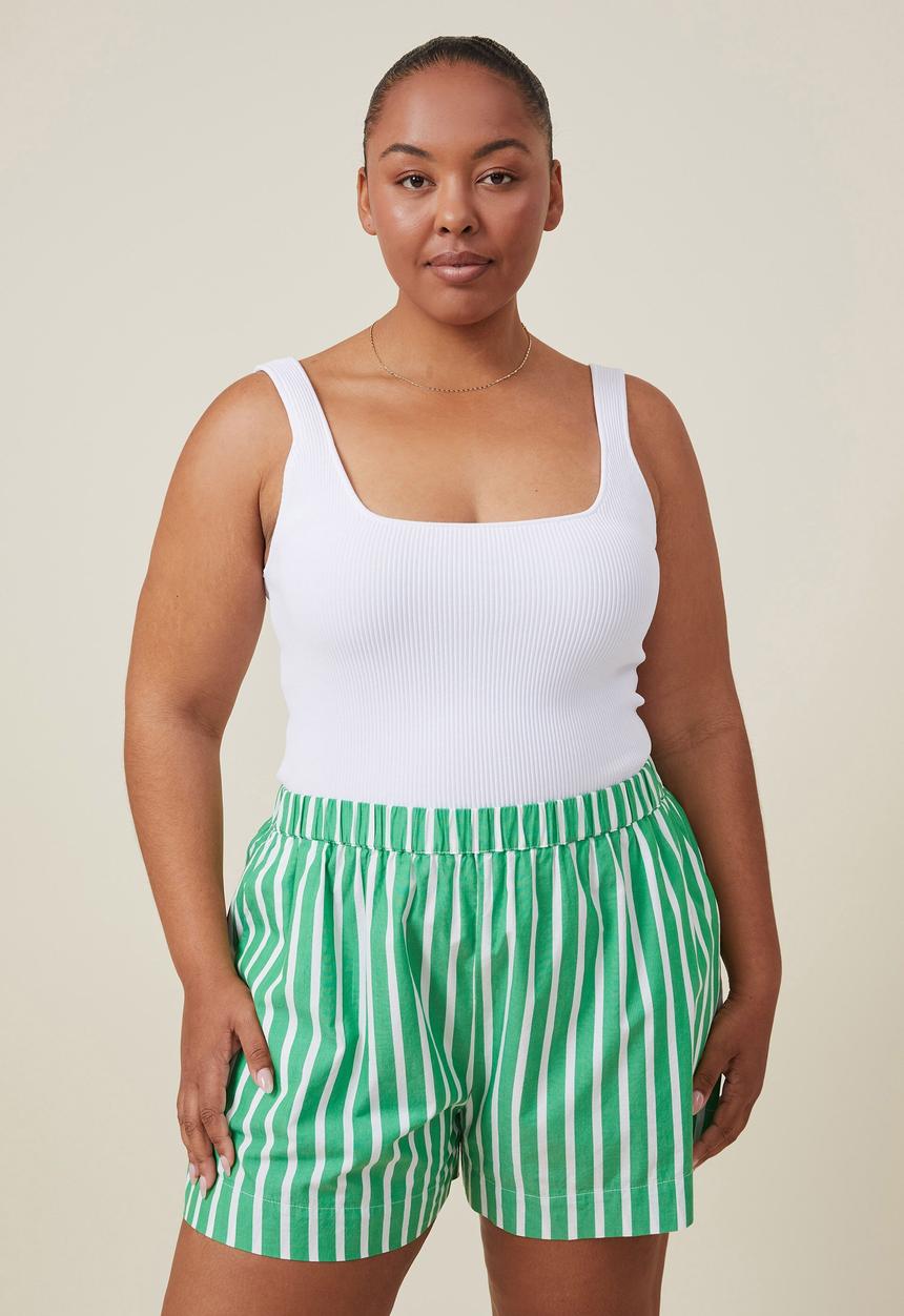 Cotton On - Curve sorrento short - garden green stripe