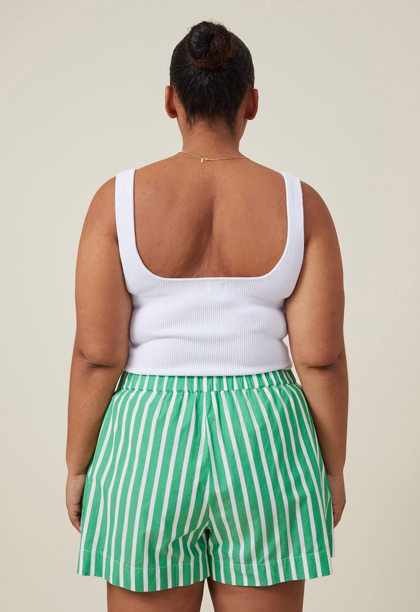 Cotton On - Curve sorrento short - garden green stripe