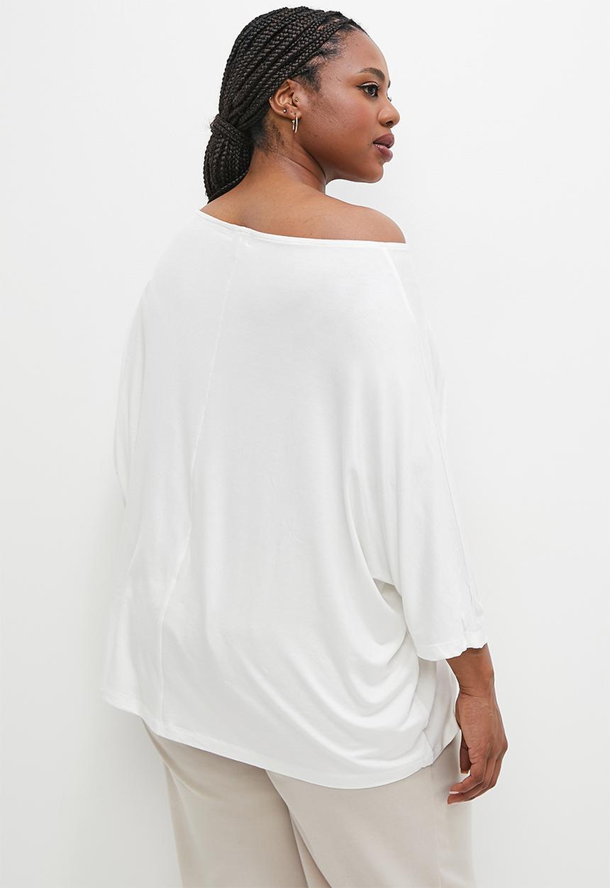 edit Plus - One shoulder dolman top - milk